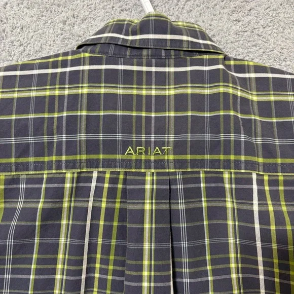 Plaid Button Down Shirt Western Workwear Small Cotton Blend Ariat Pro Series - Picture 9 of 13